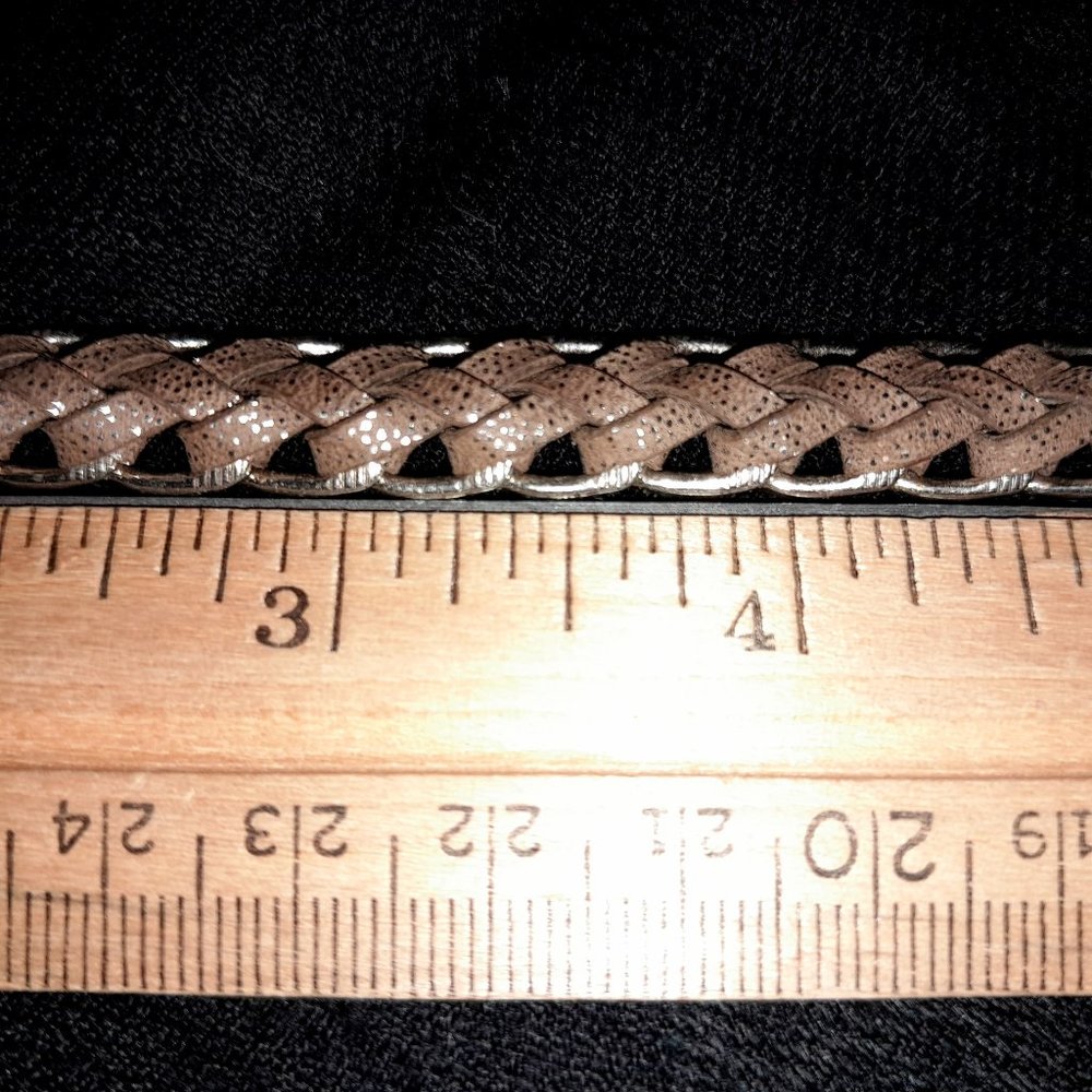 Brighton Silver Braided Metallic Leather Lobster Clasp Bella Bracelet - Picture 8 of 9